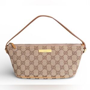 Gucci GG Canvas Boat Bag / Vintage / Pochette / Gold Hardware